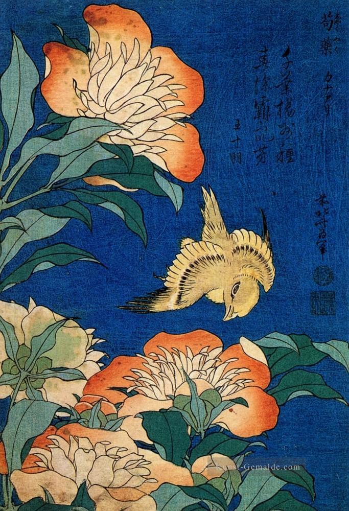 Kanarische und Peony Katsushika Hokusai Ukiyoe Ölgemälde